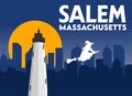 Salem Massachusetts with witch silhouette Royalty Free Stock Photo