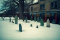 Salem, USA- March 03, 2019: The Burying Point Cemetery, also known as Charter Street Cemetery, dates back to at least 1637. A