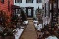 Salem, USA- March 03, 2019: Streets of Salem, City in Massachusetts It`s famous for its 1692 witch trials, during which several Royalty Free Stock Photo