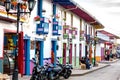 Beautiful street and facades of the houses of the small town of Salento located at the region of