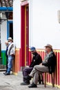 Group of senior men at a beautiful corner in Salento an small town located at the Quindio region in Colombia