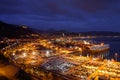 Salerno, Italy. January 6, 2022. Panoramic view on the Salerno Port and the Container Terminal with the city on the background