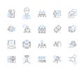 Sales administration line icons collection. Analytics, Pipeline, Forecasting, Strategy, Metrics, Objectives, Reports