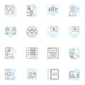 Sales administration linear icons set. forecasting, quotas, targets, pipeline, commissions, leads, territory line vector