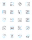 Sales administration linear icons set. forecasting, quotas, targets, pipeline, commissions, leads, territory line vector