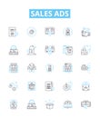 Sales ads vector line icons set. Offers, Deals, Discounts, Vouchers, Bargains, Freebies, Promotions illustration outline Royalty Free Stock Photo