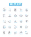 Sales ads vector line icons set. Offers, Deals, Discounts, Vouchers, Bargains, Freebies, Promotions illustration outline Royalty Free Stock Photo