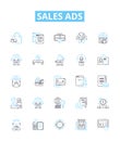 Sales ads vector line icons set. Offers, Deals, Discounts, Vouchers, Bargains, Freebies, Promotions illustration outline Royalty Free Stock Photo