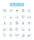 Sales ads vector line icons set. Offers, Deals, Discounts, Vouchers, Bargains, Freebies, Promotions illustration outline Royalty Free Stock Photo