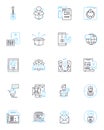 Sales agency linear icons set. Prospecting, Cold calling, Pitching, Negotiation, Closing, Lead generation, Pipeline