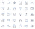 Sales analytics line icons collection. Performance, Metrics, Forecasting, Insights, Revenue, Growth, Trends vector and