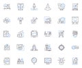 Sales approach line icons collection. Persuasion, Negotiation, Pitching, Convincing, Closing, Relationship, Consultative