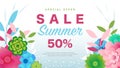 Vector Illustration Resizable Special Offer Summer Sale 50% Discount