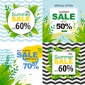 Sales Banners Set with Special Offers for Summer