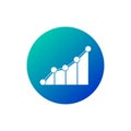 Sales Bar Chart vector icon. circled symbol, blue and green colors, business financial success concept. trend and sales. 100 years Royalty Free Stock Photo