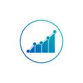 Sales Bar Chart vector icon. circled symbol, blue and green colors, business financial success concept. trend and sales. 100 years Royalty Free Stock Photo