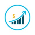 Sales Bar Chart vector icon. Style is bicolor flat circled symbol Royalty Free Stock Photo