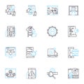 Sales company linear icons set. Growth, Prospects, Pipeline, Leads, Conversion, Revenue, Target line vector and concept