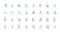 Sales data linear icons set. Revenue, Profit, Expenses, Salesforce, Forecasting, Analytics, Growth line vector and