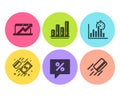 Sales diagram, Payment and Graph chart icons set. Discount message, Report timer and Credit card signs. Vector