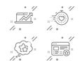 Sales diagram, Ranking stars and Timer icons set. Favorite sign. Vector