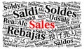 Sales in different languages word cloud concept Royalty Free Stock Photo