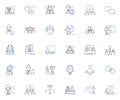 Sales division line icons collection. Prospects, Leads, Reps, Commissions, Forecasting, Quotas, Pipeline vector and Royalty Free Stock Photo