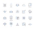 Sales enablement line icons collection. Training, Strategy, Collaboration, Automation, Tools, Content, Coaching vector