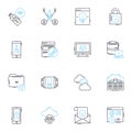 Sales forecasting linear icons set. Prediction, Forecast, Analysis, Projection, Analytics, Trend, Estimate line vector