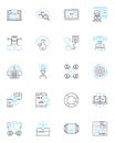 Sales forecasting linear icons set. Prediction, Forecast, Analysis, Projection, Analytics, Trend, Estimate line vector