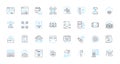 Sales forecasting linear icons set. Prediction, Forecast, Analysis, Projection, Analytics, Trend, Estimate line vector