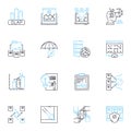 Sales forecasting linear icons set. Projections, Revenue, Optimization, Market trends, Forecasting, Analytics, Budgeting