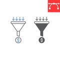 Sales funnel line and glyph icon