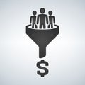 Sales funnel line icon. Internet marketing conversion concept. Producing money.