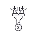 Sales funnel linear icon, sign, symbol, vector on isolated background Royalty Free Stock Photo