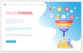 Sales funnel stages, potencial customer concept. Team of marketers work with marketing data analysis