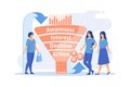 Sales funnel stages, potencial customers, buyer with purchase. Sales funnel management, customer journey representation, sales