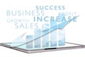 Sales growth chart on tablet screen Royalty Free Stock Photo