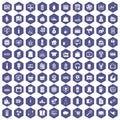 100 sales icons hexagon purple