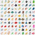 100 sales icons set, isometric 3d style Royalty Free Stock Photo