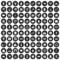 100 sales icons set black circle