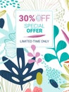 Sales invite flowers and leaves graphic set