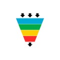 Sales lead funnel flat icon with arrows
