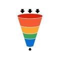 Sales lead funnel flat icon with arrows