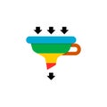 Sales lead funnel flat icon with arrows