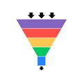 Sales lead funnel flat icon with arrows