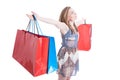 Sales and leisure concept with attractive female holding shopping bags Royalty Free Stock Photo