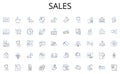 Sales line icons collection. Guide, Manual, Writing, Formats, Details, Specifications, Recording vector and linear