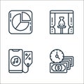 sales line icons. linear set. quality vector line set such as limited time, music, vase Royalty Free Stock Photo