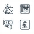 sales line icons. linear set. quality vector line set such as pound, low price, sale